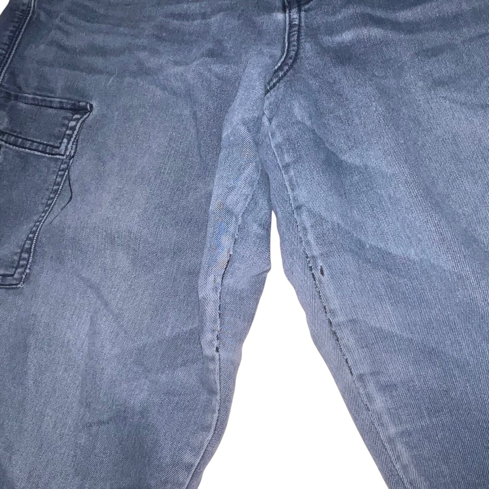 Y2K American Eagle Cargo Skinny Jeans Blue Dark Wash Ankle Zip Women Size 14 - Picture 9 of 16